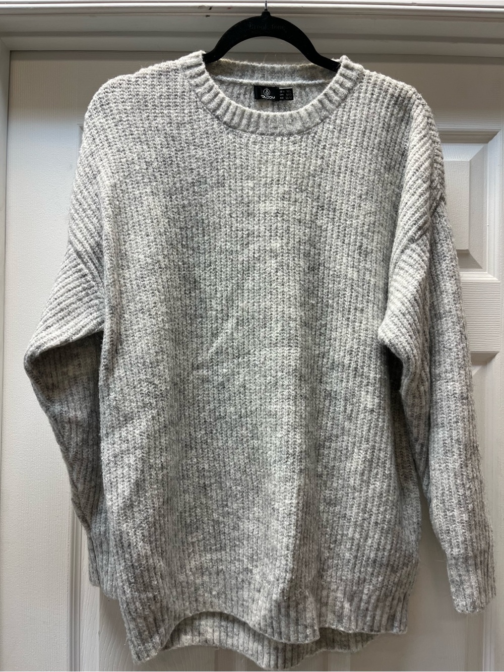 Volcom Women's Light Gray Ribbed Crewneck Sweater